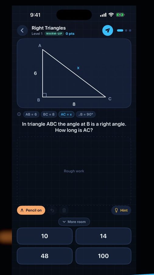 Figured Out puzzle with a right triangle and four answer choices